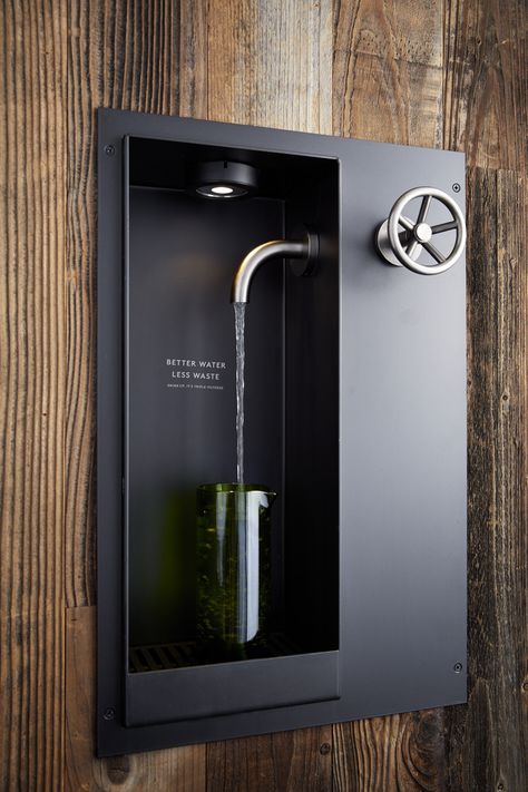 In-room water filter at a 1 Hotel 1 Hotel Brooklyn Bridge, Hotel Details, Water Bar, Water Station, 1 Hotel, Modern House Exterior Colors, Gym Design, Hotel Rooms, Water Dispenser