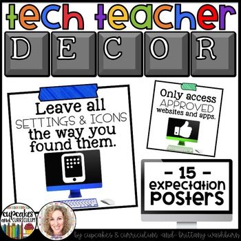 Technology Classroom Decor, Stylish Classroom, Classroom Expectations Poster, Computer Lab Decor, Computer Lab Classroom, Elementary Technology, Computer Teacher, Teaching Computers, Tech Apps