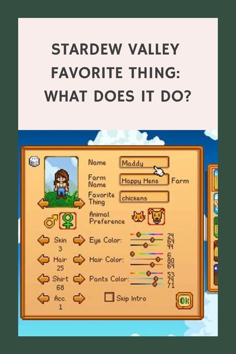 One of the things on the character creation list when you first start playing Stardew Valley is your favorite thing. You have a few different things to Cute Farm Names For Stardew Valley, Stardew Valley Favorite Thing, Stardew Farm Names, Stardew Valley Tips For Beginners, Stardew Secrets, Stardew Valley Furniture Mod, Stardew Valley Room Ideas, Stardew Valley Tips And Tricks, Stardew Valley Fanart Ship