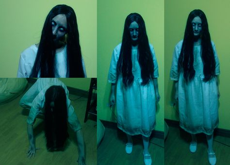 Samara Costume (from The ring) Super Scary Halloween Costumes, Samara Morgan Costume, Samara Costume, The Ring Costume, Samara The Ring, Sadako Yamamura, Samara Morgan, Ghost Ring, White Contact Lenses