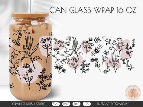 Cricut Vases Projects, Cricut Glass Projects, Glass Graphic Design, Beer Glass Design, Glass Tumbler Design, Holiday Beer, Summer Wildflowers, Can Glass Wrap, Glass Wrap