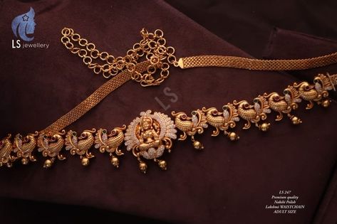 Vaddanam Chain Models, Chain Vaddanam Designs Gold, Kids Vaddanam Design, Ruby Necklace Designs, Vaddanam Designs, Simple Necklace Designs, Kids Jewellery, Indian Wedding Jewelry Sets, Bridal Necklace Designs