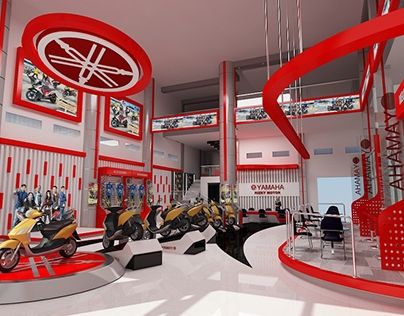 RZKY MOTOR YAMAHA DEALER 32 Anniversary, Motorcycle Showroom Interior, Motor Yamaha, Yamaha Motor, Stage Design, Anniversary Celebration, Set Design, Art Direction, Stationary Bike