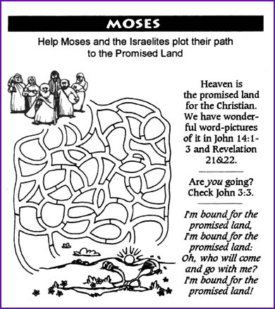 Maze: Moses & Promised Land Moses Activities, Moses And The Israelites, Moses Crafts, Bible Activity Sheets, Bible Mazes, Moses Craft, Sunday School Worksheets, Sabbath School, Sunday School Kids