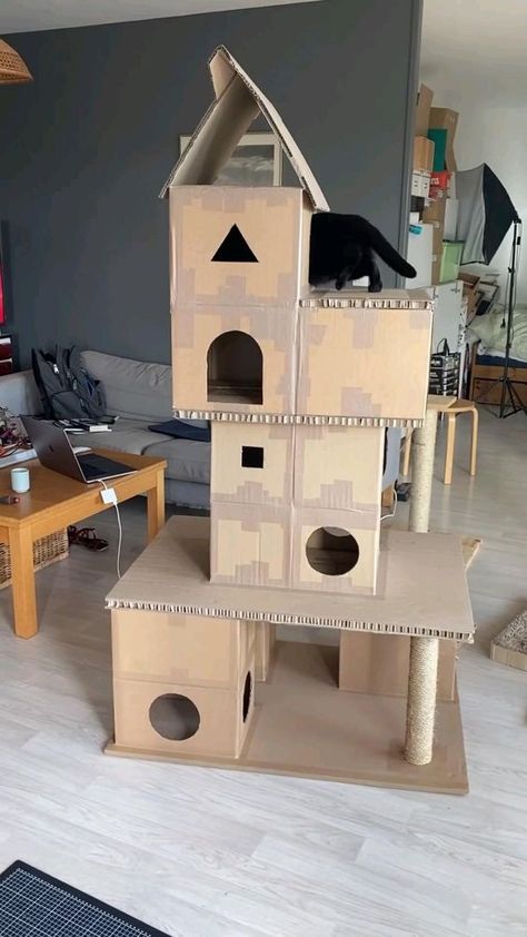 #cathouse #cat Cat Shelves Wall, Funny Cat Aesthetic, Cat House Diy Cardboard, Shelves On Wall, Cat Trees Homemade, Diy Cat Tower, Cat Room Decor, Shelves Bedroom, Kat Haken