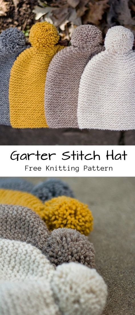 Garter Stitch Hat Free Knitting Pattern Woman Hats, Hat Free Knitting Pattern, Garter Stitch Knitting, Stitch Hat, Hats Beanie, Hat Patterns Free, Knitting Patterns Free Hats, Pattern Knitting, Small Projects