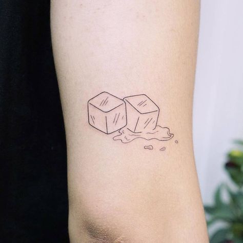 Ice cube tattoos. Cube Tattoo, Ice Tattoo, Small Face Tattoos, Cherub Tattoo, Food Tattoos, Mark Tattoo, Sharpie Tattoos, Cardigan Winter, Subtle Tattoos