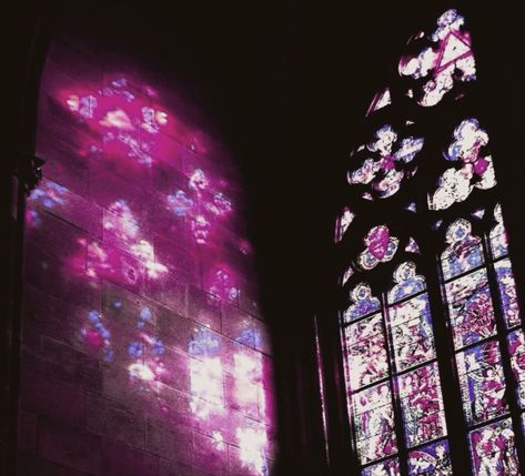 Pink Glass Window, Visual Arts Aesthetic, Stained Glass Aesthetic, Theme Pics, Mazzy Star, Season Of The Witch, Purple Aesthetic, New Wall, Stained Glass Windows