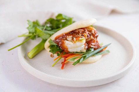 Prawn Recipes, Bao Buns, Pork Buns, Fish Salad, Fried Shallots, High Protein Low Carb, Best Chef, Hoisin Sauce, Sweet Savory