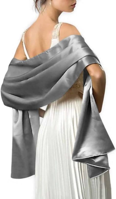 Amazon.com: MLMW Shawls and Wraps for Evening Dresses Satin Shawl Wraps for Women Extra Long Wedding Shawls for Bridal Party (Grey) Bridal Party Black, Wedding Shawls, Satin Shawl, Dresses Satin, Wear Pearls, Satin Evening Dresses, Taffeta Dress, Wedding Bridal Party, Wedding Shawl