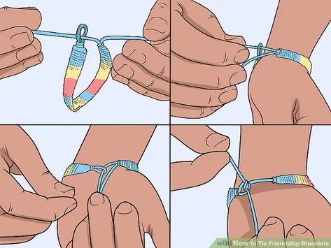 Tie Off Friendship Bracelet, Tie Adjustable Bracelet, Ways To Tie Bracelets, Creative Things To Make At Home, How To Tie Off A Friendship Bracelet, How To Braid Bracelets, How To Tie Bracelets, How To Tie Friendship Bracelets, Friendship Bracelets With Charms