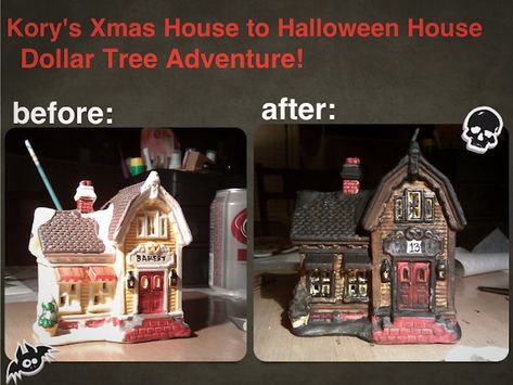 Diy Halloween Village, Dept 56 Halloween, Halloween Village Display, Dollar Tree Halloween, Haunted Dollhouse, Halloween Fairy, Halloween Village, Halloween Displays, Halloween Haunted Houses