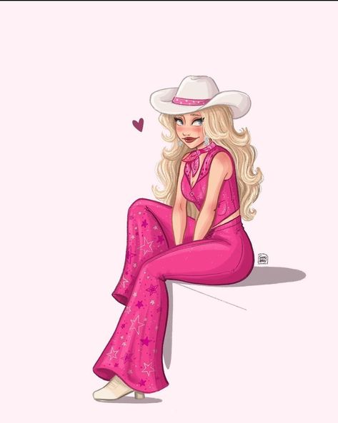 Cowgirl Barbie, Barbie Fanart, Vampire Barbie, Barbie Art, Love Means, Barbie Drawing, Pink Bar, Barbie Barbie, Cute Desktop Wallpaper