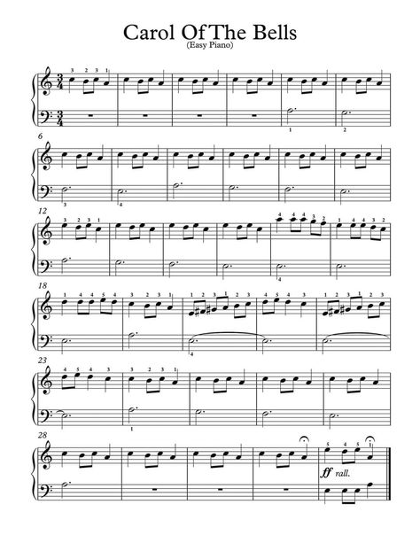 Free Sheet Music Websites, Easy Christian Piano Sheet Music, Carol Of The Bells Sheet Music, Intermediate Piano Sheet Music, Easy Piano Sheet Music For Beginners Free Printable, Free Piano Sheet Music Printables Popular Songs, Carol Of The Bells Piano Easy, Free Sheet Music For Piano, Christmas Piano Sheet Music