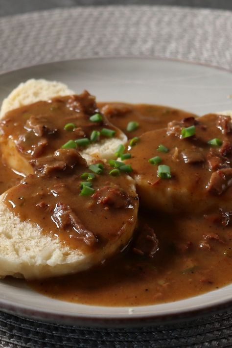 Chef John's simmered Czech bread dumplings, or knedlíky, make the ultimate comforting dish when served with gravy on top. Yeast Dumpling Recipe, Czech Bread Dumplings, Bread Dumplings Czech, Czech Dinner Recipes, Czech Dumplings Recipe, European Dumplings, Czech Dumplings, Bread Dumplings Recipes, Bohemian Food