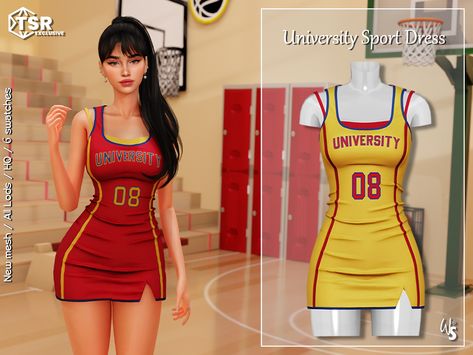 The Sims Resource - Sims 4 - Clothes - WisteriaSims - For woman - University Sport Dress for woman Sims 4 Cc Cheer Uniform, The Sims 4 University Cc, Sims 4 Sports Mod, Sims 4 Jersey Cc, Sims 4 Football Cc, Sims 4 Sports Cc, Sims4 Dress Cc, Sims Resource Dress, Sims 4 University Cc