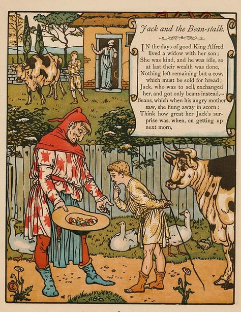 walter Crane, 1874 Jack and the bean stalk ill pg 1 | Flickr Beard Pictures, Walter Crane, Fairytale Stories, Jack And The Beanstalk, Fairy Tales For Kids, Grimm Fairy Tales, Illustration Vintage, Folk Tales, Animation Film