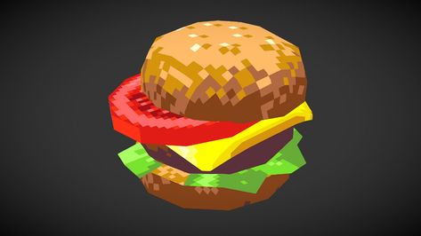 Messy Burger, Pixel Art Food, Low Poly Character, Game Textures, 3d Pixel, 3d Inspiration, Poly Art, Low Poly Games, Pointing Hand