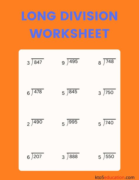 4th Grade Long Division Worksheets | FREE Download Check more at https://kto5education.com/4th-grade-long-division-worksheets-free-download/ Division Worksheets 3rd Grade, Long Division With Remainders, Division With Remainders, Worksheets 3rd Grade, Easy Math Worksheets, Division Math, Long Division Worksheets, Long Division, Division Worksheets