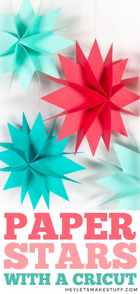 Make these sweet DIY paper Christmas stars using cardstock and your Cricut Maker, Cricut Explore, or Cricut Joy! Perfect for ornaments, hanging from the mantel, or adding as gift toppers. Paper Ornaments Diy, Christmas Stars, Beautiful Christmas Decorations, Paper Christmas Tree, Wall Hanging Crafts, Cricut Joy, Paper Ornaments, Gift Toppers, Paper Garland