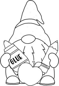 Fall Gnome Coloring Pages, Free Gnome Coloring Pages, Gnome Template Free Printable, Printable Gnome Patterns Free, Cute Gnome Drawing, Gnome Coloring Pages Free Printable, Line Art Free, Gnomes Art, Gnome Coloring Pages