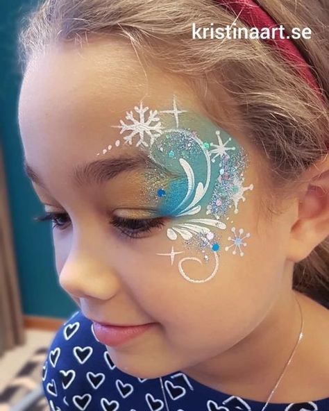 Ice Princess Makeup For Kids, Snowman Makeup Kids, Elsa Kids Makeup, Winter Wonderland Face Paint, Easy Winter Face Painting, Face Painting For Christmas, Frozen Face Painting Ideas, Winter Face Painting Ideas For Kids, Elsa Face Paint Easy