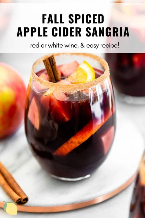 Spiced Wine Sangria, Spiced Apple Cider Sangria, Red Wine Apple Cider Sangria, Fall Wine Party Ideas, Fall Sangria Recipes White Apple Cider, Thanksgiving Sangria Red, Fall Wine Drinks, Batch Sangria, Fall Sangria Recipes Red