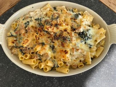 Fall Kale and Sausage Pasta Bake Recipe | Katie Lee | Food Network Kale And Sausage, Sausage Pasta Bake, Creamed Kale, Pasta Bake Recipe, Kale Pasta, Sausage Bake, Baked Pasta, Baked Pasta Recipes, Sausage Pasta