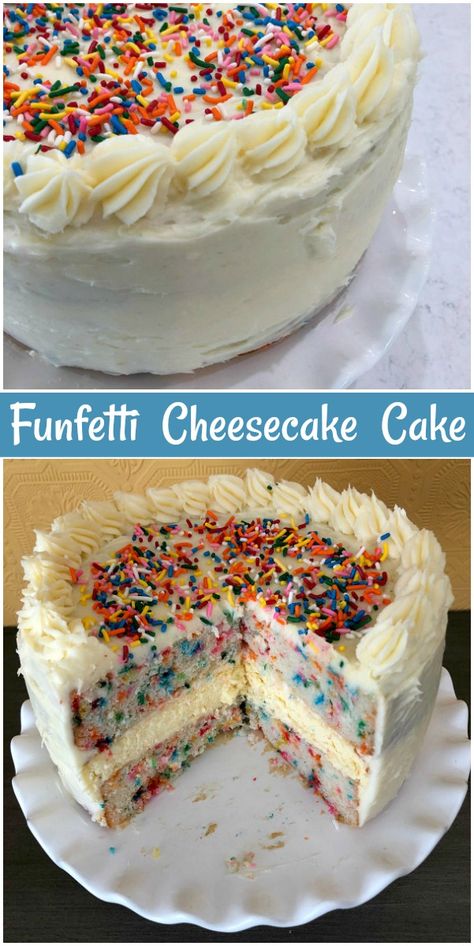 Cheesecake Funfetti, Funfetti Cheesecake, Cheesecake Cake Recipes, Brownie Desserts, Cheesecake Cake, Savory Cakes, Funfetti Cake, Oreo Dessert, Savoury Cake