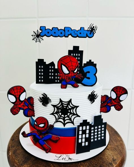 Spiderman Cake 3rd Birthday, Spiderman Smash Cake, Spiderman Cake Birthday For Kids, Spidey Birthday Cake, Birthday Cake Spiderman, Pastel Spiderman, Spiderman Cake Ideas, Cake Spiderman, Spiderman Birthday Cake