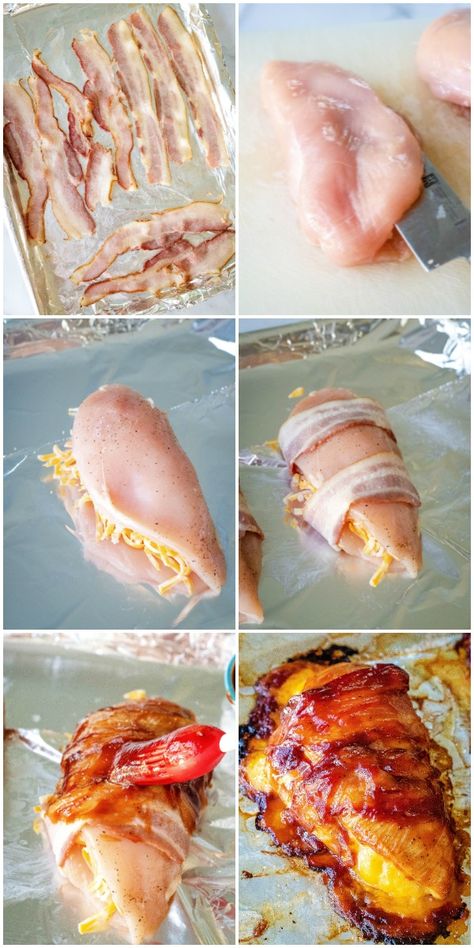 Sticky Bbq Sauce, Chicken Bacon Recipes, Recipes Oven, Wrapped Chicken, Bacon Wrapped Chicken, Oven Chicken, Thigh Recipes, Chicken Wraps, Deilig Mat