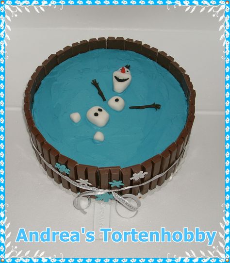 Frozen Cake Easy, Olaf Torte, Torte Frozen, Swimming Cake, Olaf Cake, Pool Cake, Frozen Summer, Jelly Cake, Frozen Cake