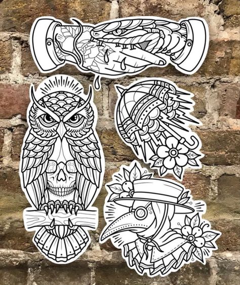 Old School Sleeve, Shen Long Tattoo, Traditional Tattoo Stencils, Traditional Tattoo Flash Sheets, Traditional Tattoo Drawings, Sam King, Vintage Style Tattoos, Traditional Tattoo Old School, Traditional Tattoo Inspiration