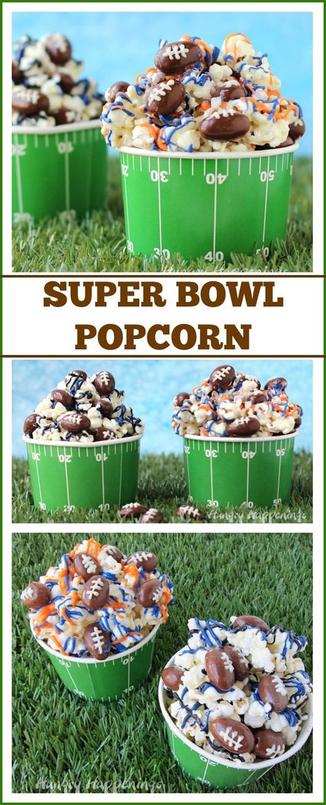 Popcorn With Chocolate, Almond Balls, Football Desserts, Chocolate Drizzled Popcorn, Football Foods, Super Bowl Decorations, White Chocolate Popcorn, Football Parties, Healthy Superbowl Snacks