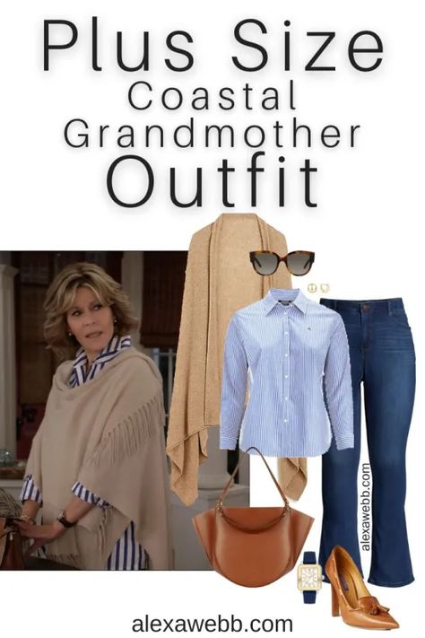 Plus Size Coastal Grandmother Outfit - Alexa Webb Grace Hanson Wardrobe, Coastal Grandmother Aesthetic Outfits Winter, Dresses For Healthy Women, Coastal Grandmother Winter Outfits, Over 60 Fashion Plus Size, Grandmother Outfit, Trendy Plus Size Outfits, Fall Preppy Outfits, Grandmother Clothes