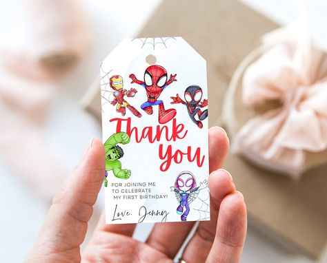 Spidey and his amazing friends birthday Thank You Tags editable on Canva Spidey And His Amazing Friends Birthday, Thank You Tag Printable, Spidey And His Amazing Friends, Friends Diy, Express Gratitude, Tags Printable, Amazing Friends, Spiderman Birthday, Friends Birthday