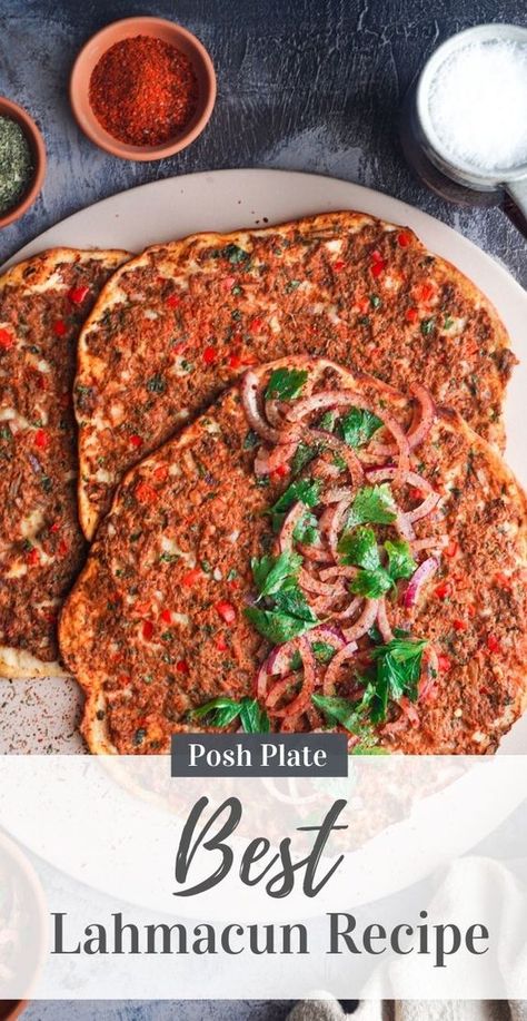 Manakish Recipe, Lahmacun Recipe, Turkish Pizza, Middle East Food, Middle East Recipes, Armenian Recipes, Doner Kebab, Middle Eastern Dishes, Eastern Cuisine