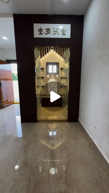 Pooja Room Wooden Design, Devara Mane Design, Pooja Shelf Ideas Indian, Mandir Glass Door Design Puja Room, Puja Ghar Design, Home Pooja Room Ideas, Pooja Door Design Modern, Pooja Room Door Design Traditional, Traditional Pooja Room Design