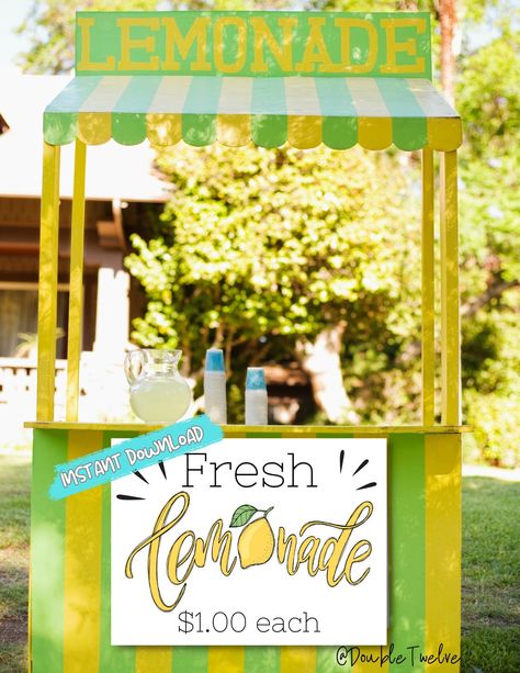 Food Truck Sign, Cute Lemonade Stand, Vender Booth, Booth Signage, Kids Lemonade Stands, Lemonade Stand Sign, Kids Lemonade, Diy Lemonade Stand, Diy Lemonade