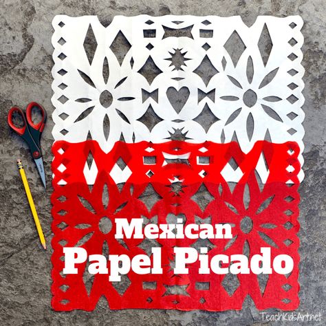 Paper Picado, Flower Paper Craft, Mexican Papel Picado, Mexican Celebrations, Secret Of Success, Elementary Art Rooms, Mexican Christmas, Mexican Holiday, Classroom Art Projects