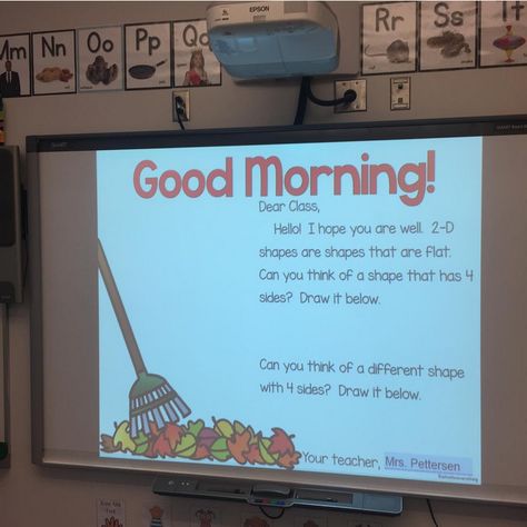 Morning Messages for kindergarten and first grade that are fully prepared with great ideas and content for ELA and Math review. Great for the morning meeting and the Responsive Classroom. Fully editable for customization. Turn on the interactive whiteboard and it's done! Interactive Tv In Classroom, Morning Message First Grade, Morning Message Kindergarten, Message Ideas, Morning Meeting Activities, Responsive Classroom, Morning Activities, Morning Meetings, Morning Message