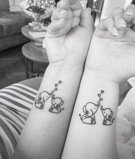 Mother Daughter Father Tattoos, Elephant Tattoos Mother Daughter, Momma And Daughter Tattoos, Mother Daughter Tattoos Elephant, Matching Elephant Tattoos, Mother Daughter Elephant Tattoo, Daughter And Father Tattoos, Mama And Daughter Tattoos, Aunt Tattoo