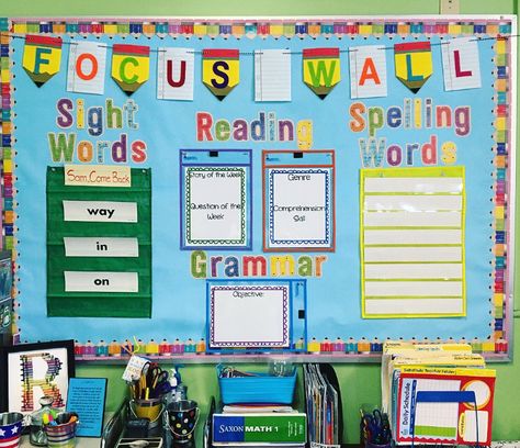 Literacy Wall Displays Early Years, Hmh Focus Wall 1st Grade, Classroom Focus Wall, Literacy Working Wall, Reading Focus Wall, Tk Classroom, Literacy Display, Kindergarten Classroom Setup, Teaching Classroom Decor