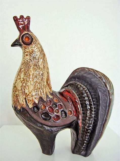 Mid Century Rooster by Perignem, Brussels, 1970 Rooster Sculpture, Year Of The Rooster, Aubrey Beardsley, Ceramic Rooster, Bronze Figurine, Phoenix Bird, The Rooster, California Art, Ceramics Pottery Art