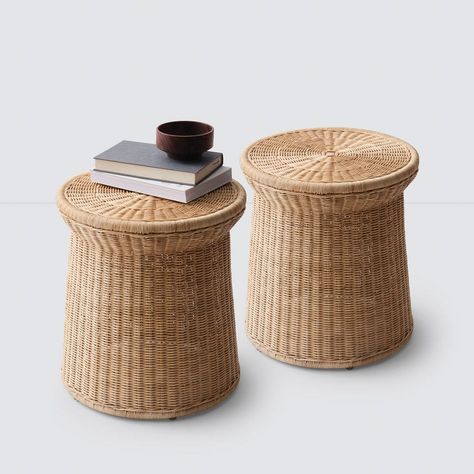 Ora Wicker Side Table| Modern Wicker Furniture at The Citizenry Modern Wicker Furniture, Wicker Lounge Chair, Wicker Side Table, Wicker Coffee Table, The Citizenry, Rattan Side Table, Leather Headboard, Rattan Table, Outdoor Side Table