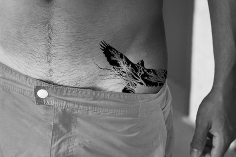 Bird and tree tattoo Page 394, Tattoo Son, Tattoo Hip, Brother Tattoos, Waist Tattoos, Neck Bones, Hip Tattoo, Tree Tattoo, Birds Tattoo