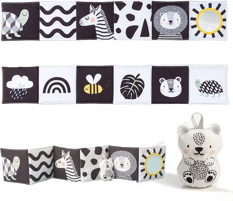 Taf Toys Newborn Soft Activity Book Black & White High Contrast Baby Book Infant Sensory Toys Tummy Time Soft Cloth Books for Babies Textured Fabric Crinkling Shapes Patterns 0-12 Months Newborn Toys Baby Zintuiglijk, Infant Sensory, Newborn Books, Cloth Books For Babies, Contrast Images, Tummy Time Toys, High Contrast Images, Multi Sensory, Baby Prams