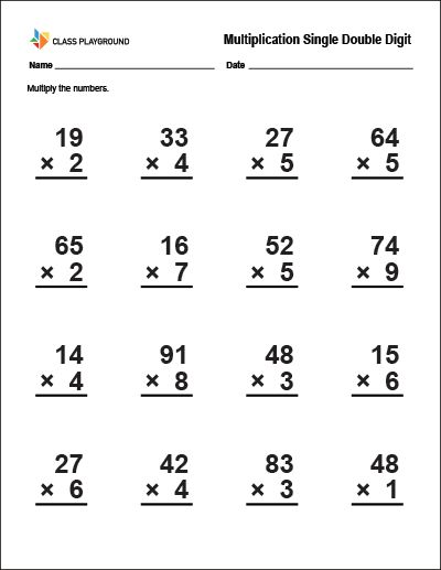 Printable Multiplication Single Double Digit  Worksheet Two Digit Multiplication, Double Digit Multiplication, Math Division Worksheets, Math Multiplication Worksheets, Math Fact Worksheets, Math Addition Worksheets, Math Practice Worksheets, First Grade Math Worksheets, Numbers Worksheets