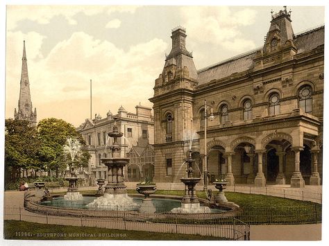 [Municipal buildings, Southport, England] (LOC) Southport England, Plymouth England, Travel Collage, Postcard Collection, Buy Wall Art, British Isles, Old Pictures, Great Britain, Hungary