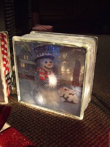 2006_1111october0034_by_BettyBoop032004 Painted Glass Blocks, Christmas Decor Snowman, Christmas Glass Blocks, Decorative Glass Blocks, Glass Block Crafts, Lighted Glass Blocks, Snowman Decor, Block Painting, Snowman Gifts